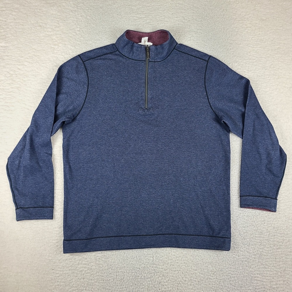 Tommy Bahama Reversible Sweater Mens Medium Blue Quarter Zip Sweatshirt